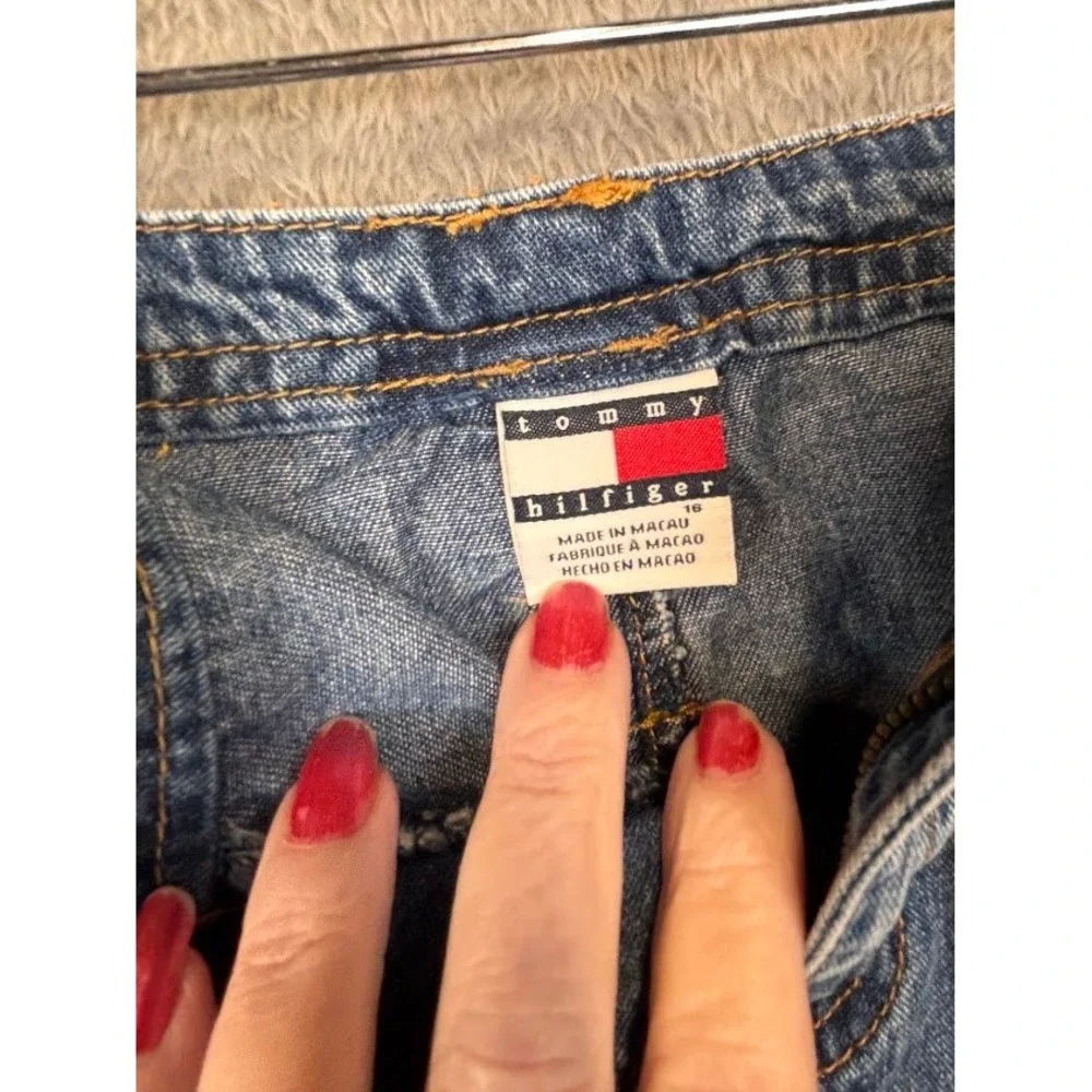 Tommy Hilfiger Vintage Y2K Denim Cargo Mini Skirt Blue Medium Wash Small